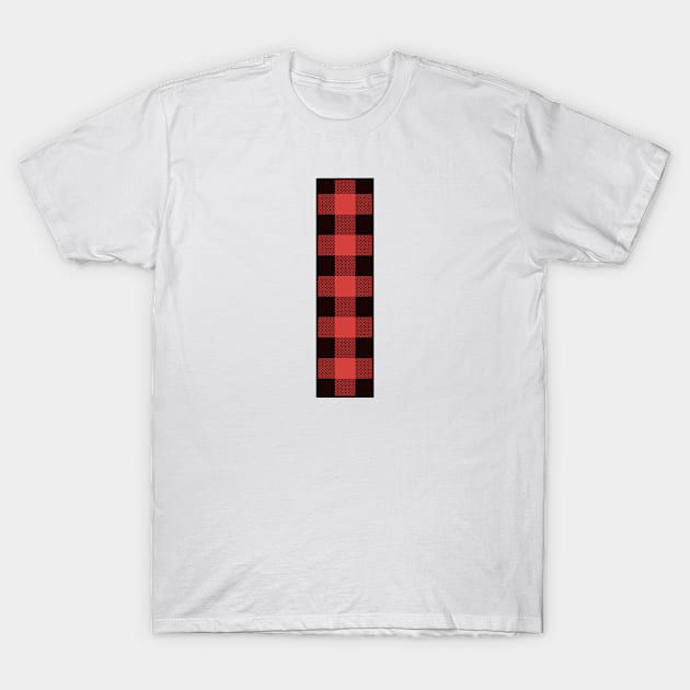 Letter I Monogram Red and Black Buffalo Plaid/Check T-Shirt by Gsallicat